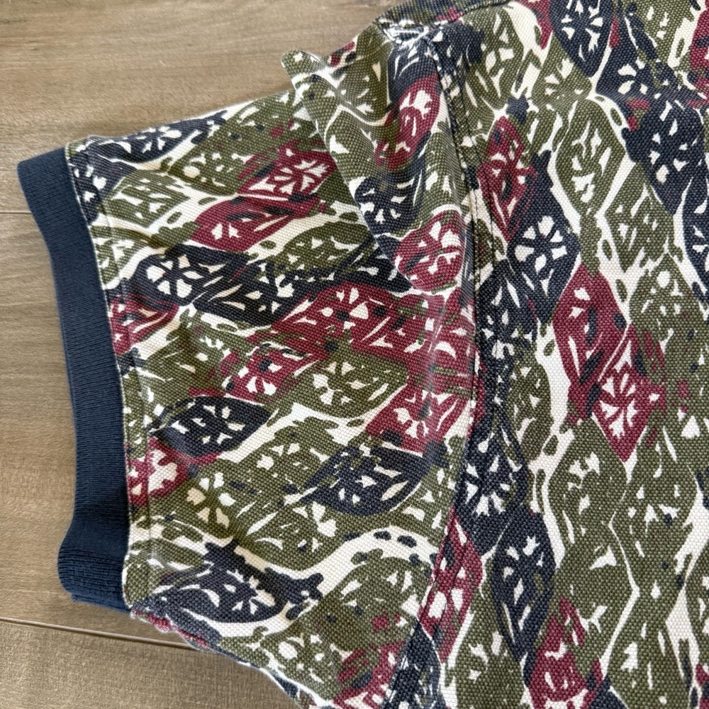 Vintage Arizona Jean Company Polo Men XL Leaf Print Y2K 90s Short Sleeve Shirt - Picture 3 of 10